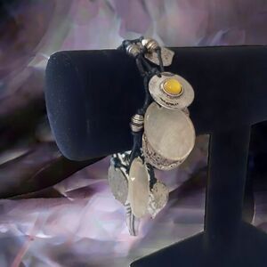 Grace Adele Dangle Charm Bracelet Y2K Abalone‎ Coins Chunky Hippie Whimsigoth